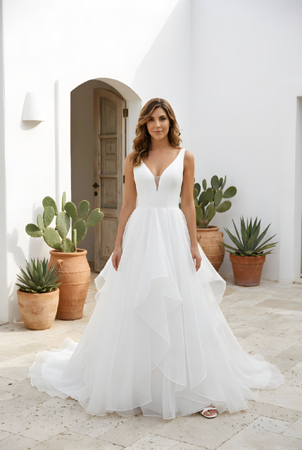 Milah - plus size brudekjole i crepe og organza - RECAPLAZA Aalborg