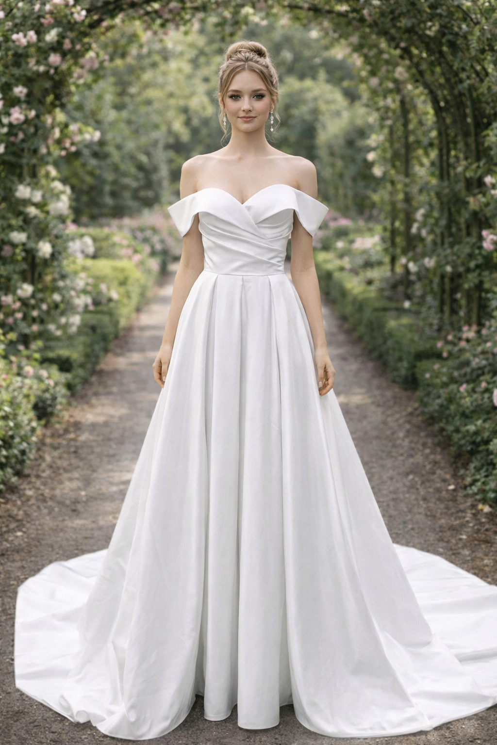 Lotus - off-shoulder brudekjole i satin - RECAPLAZA Aalborg